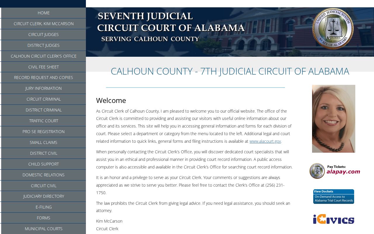 Calhoun County court docket official Seventh Judicial Circuit website
