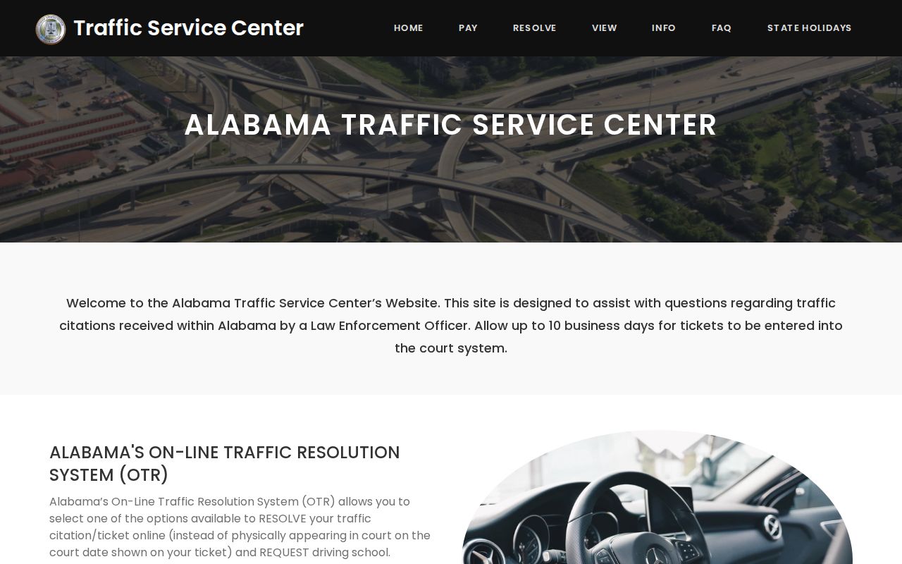 Alabama Traffic Service Center for Calhoun County traffic tickets